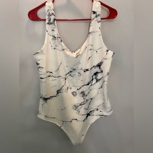 Express marble detail thong bodysuit